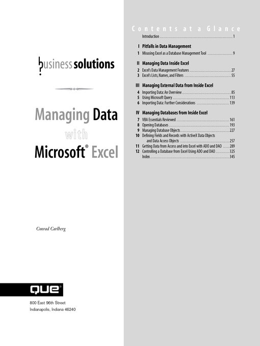 Cover image for Managing Data with Microsoft Excel